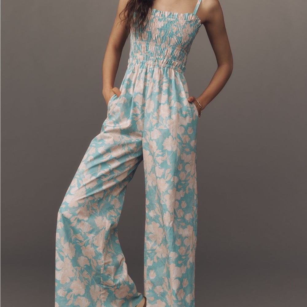 Hutch Blue and Cream Floral Jumpsuit